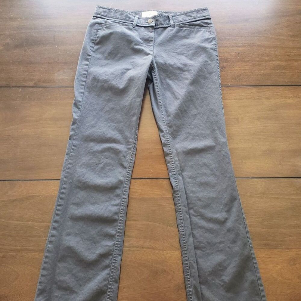 Ann Taylor LOFT Marisa Chino Trousers Size 2 Flat Front Dark Gray - Picture 2 of 8